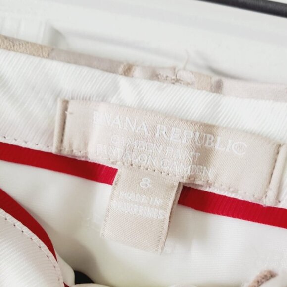 Banana Republic Camden Cotton Champagne Jacquard Tapered Ankle Trousers 8 - Picture 7 of 8